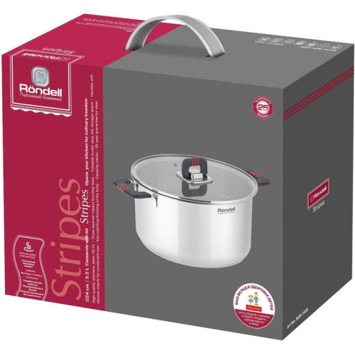 Кастрюля/ Кастрюля Rondell Stripes RDS-1638 5.2л. d=24см (с крышкой) стальной