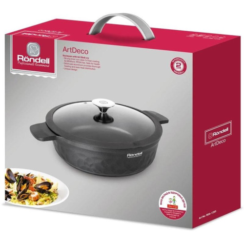 Сотейник/ Сотейник Rondell ArtDeco RDA-1255 d=28см (с крышкой) черный