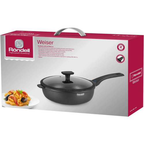 Сотейник/ Сотейник Rondell Weiser RDA-1553 d=28см (с крышкой) черный