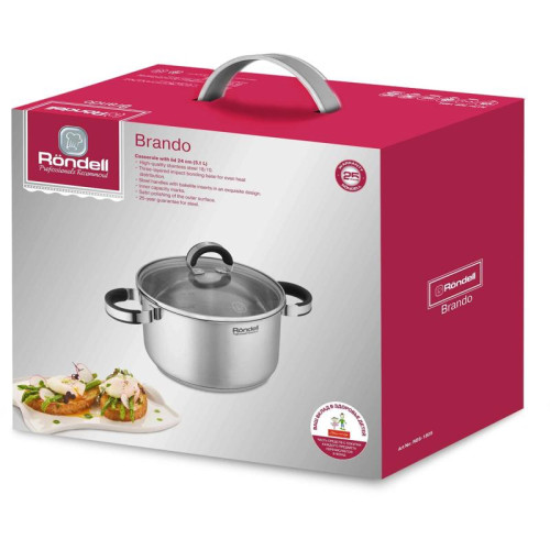 Кастрюля/ Кастрюля Rondell Brando RDS-1805 5.1л. d=24см (с крышкой) стальной