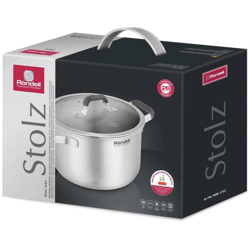 Кастрюля/ Кастрюля Rondell Stolz RDS-1752 2.3л. d=18см (с крышкой) стальной