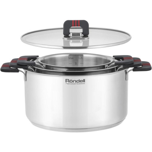 Кастрюля/ Кастрюля Rondell Stripes RDS-1638 5.2л. d=24см (с крышкой) стальной
