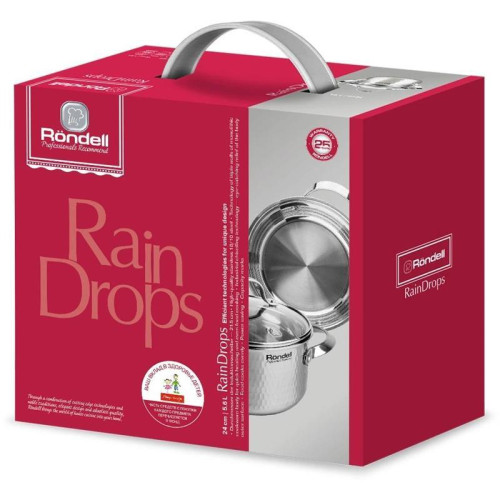 Кастрюля/ Кастрюля Rondell RainDrops RDS-1295 5.6л. d=24см (с крышкой) стальной Кастрюля/ Кастрюля Rondell RainDrops RDS-1295 5.6л. d=24см (с крышкой) стальной