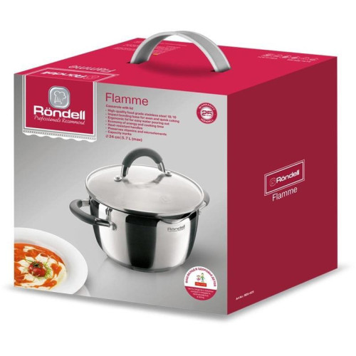 Кастрюля/ Кастрюля Rondell Flamme RDS-025 5.7л. d=24см (с крышкой) стальной