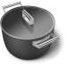 Посуда SMEG/ Кастрюля с двумя ручками и крышкой 26 см, черная Посуда SMEG/ Кастрюля с двумя ручками и крышкой 26 см, черная