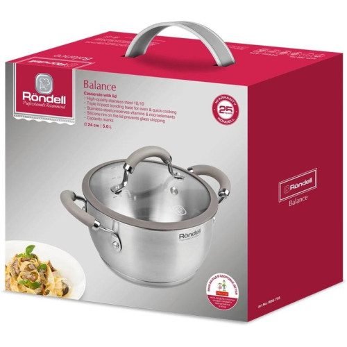 Кастрюля/ Кастрюля Rondell Balance RDS-755 5л. d=24см (с крышкой) стальной
