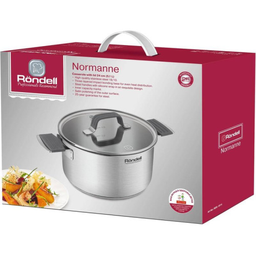 Кастрюля/ Кастрюля Rondell Normanne RDS-1814 5.1л. d=24см (с крышкой) стальной
