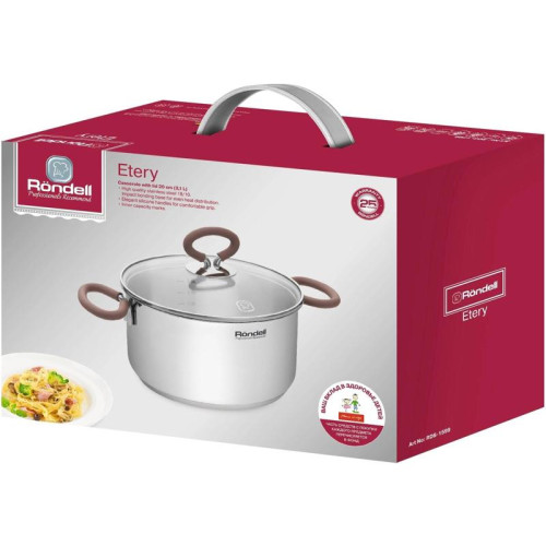 Кастрюля/ Кастрюля Rondell Etery RDS-1599 3.1л. d=20см (с крышкой) стальной