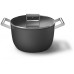 Посуда SMEG/ Кастрюля с двумя ручками и крышкой 26 см, черная Посуда SMEG/ Кастрюля с двумя ручками и крышкой 26 см, черная
