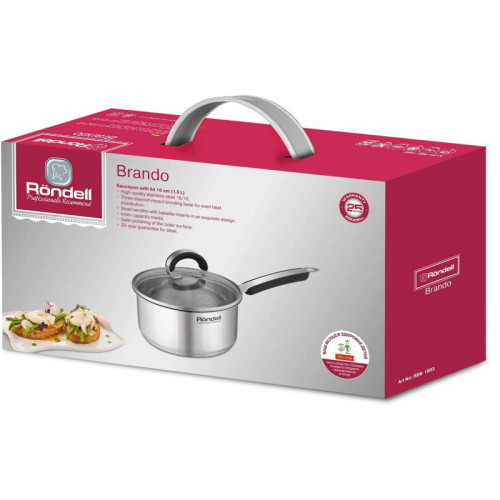 Ковш/ Ковш Rondell Brando RDS-1803 1.3л. d=16см (с крышкой) стальной