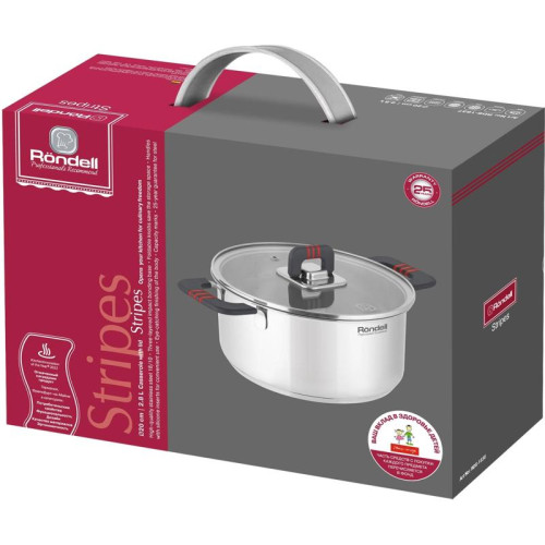 Кастрюля/ Кастрюля Rondell Stripes RDS-1637 2.8л. d=20см (с крышкой) стальной