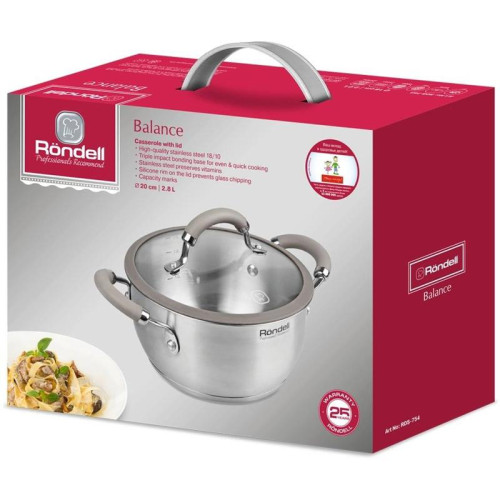 Кастрюля/ Кастрюля Rondell Balance RDS-754 2.8л. d=20см (с крышкой) стальной