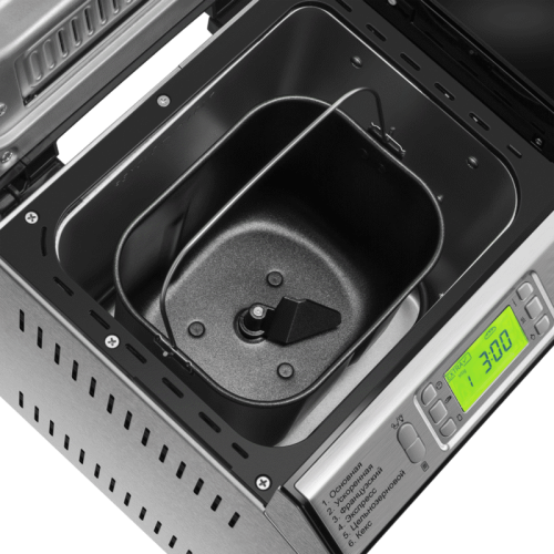 Хлебопечь/ Хлебопечка MAUNFELD MBM-900DSS, 13 программ, масса выпечки до 900 гр, 3 степени прожарки, отсрочка старта, поддержание температуры, диспенсер для ингридиентов, пауза, съемная форма, антипригарное покрытие, цвет нер. сталь