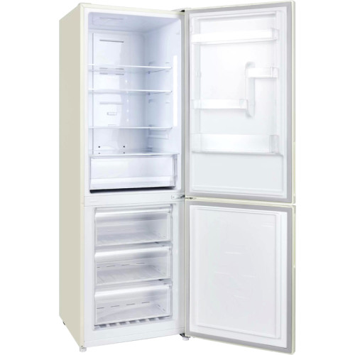 Отдельностоящий холодильник EVELUX, объем 317 л, объем холодильной камеры 233, объем морозильной камеры 94, цифровой дисплей, сенсорное управление, , LED освещение, NoFrost, перенавешиваемые двери, энергоэффективность А+, уровень шума 41 дБ, цвет бежевый