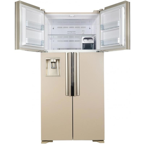 Холодильник Hitachi R-W660PUC7 GBE 2-хкамерн. бежевый стекло инвертер