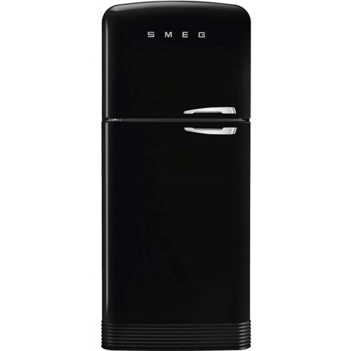 Холодильник SMEG/ Отдельностоящий двухдверный холодильник,стиль 50-х годов, 80 см, черный, No-frost, петли слева