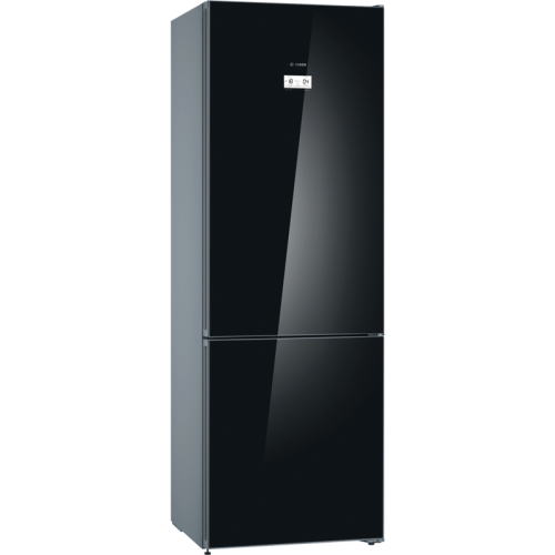 Холодильник BOSCH KGN49LB30U Serie 6, Full NoFrost,  Габариты 203x70x67, Общий пол. объем: 435 (х:330, м:105), Черный под стеклом, Цифровой LCD дисплей, Утопленные ручки во всю высоту, Multi Airflow