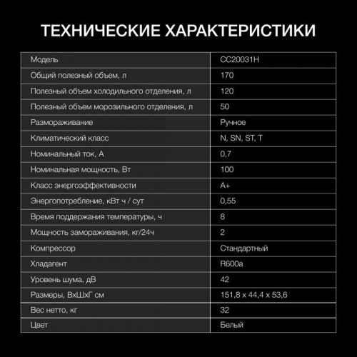 Холодильник Hyundai CC20031H 2-хкамерн. белый Холодильник Hyundai CC20031H 2-хкамерн. белый