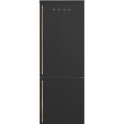 Холодильник SMEG/ Coloniale, Отдельностоящий холодильник, 70 см, антрацит, фурнитура латунная, петли справа
