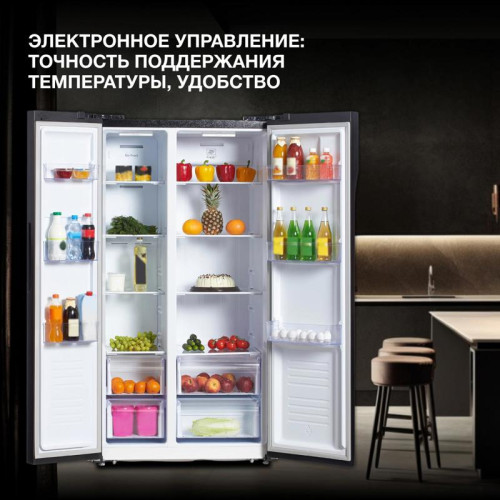 Холодильник Hyundai CS5003F 2-хкамерн. черная сталь