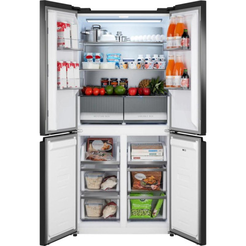 Холодильник Weissgauff WCD 450 Rock Glass NoFrost Inverter 3-хкамерн. графит темный