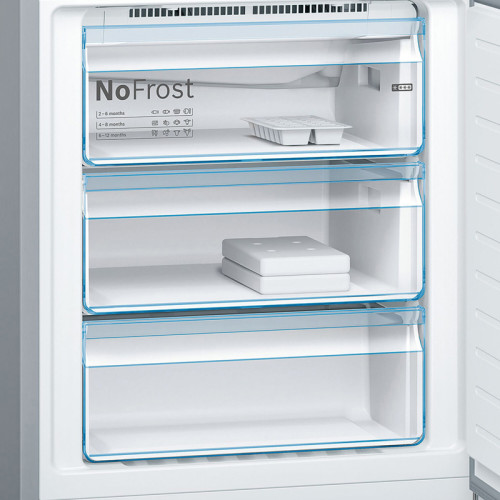 Холодильник BOSCH KGN49LB30U Serie 6, Full NoFrost,  Габариты 203x70x67, Общий пол. объем: 435 (х:330, м:105), Черный под стеклом, Цифровой LCD дисплей, Утопленные ручки во всю высоту, Multi Airflow