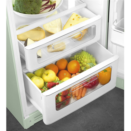 Холодильник SMEG/ Отдельностоящий двухдверный холодильник,стиль 50-х годов, 60 см, пастельный зеленый, петли справа