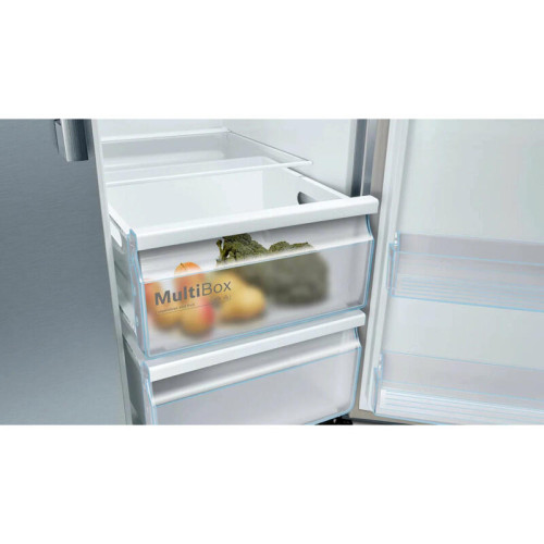 Холодильник типа side-by-side ,Serie 4, Full NoFrost, 178,7.6x90,8x70,7 см, LED освещение, Ящик для овощей и фруктов MultiBox, класс энергопотребления А++, полезный объём 560 (371/189) л, раздельная регулировка температуры с точностью 1С, уровень шума 4 Холодильник типа side-by-side ,Serie 4, Full NoFrost, 178,7.6x90,8x70,7 см, LED освещение, Ящик для овощей и фруктов MultiBox, класс энергопотребления А++, полезный объём 560 (371/189) л, раздельная регулировка температуры с точностью 1С, уровень шума 4