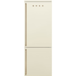 Холодильник SMEG/ Coloniale, Отдельностоящий холодильник, 70 см, петли справа, кремовый, фурнитура латунная