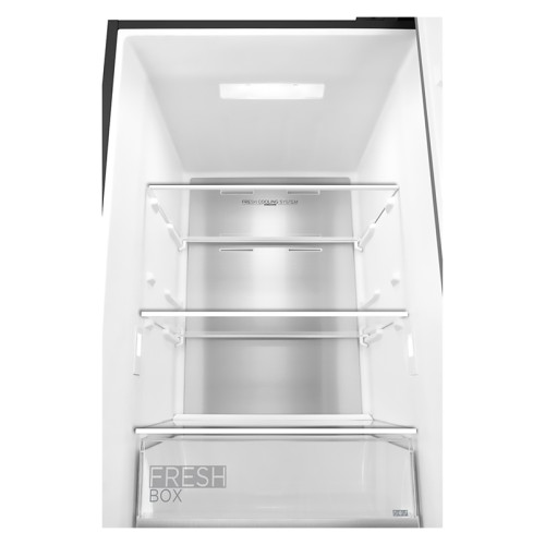 Холодильник MIDEA/ MDK/Холодильник MIDEA, отдельностоящий, полезный объем 386 л (263/123), Full No Frost, металлическая панель Metall Cooling, сенсорное управление, дисплей, 3D LED освещение, энергоэффективность А++, цвет черный