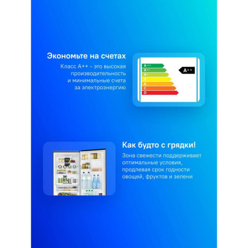 Холодильник Hitachi R-BG410PUC6X XGR 2-хкамерн. серый стекло инвертер