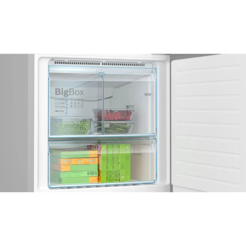 Холодильник BOSCH KGN56LB31U Full NoFrost, Serie   6, Габариты 193x70x80, Общий пол. объем: 559 л. (х:417, м:142), Черное стекло,Цифровой LCD дисплей,, Multi Airflow, AirFresh Filter, Боковое LED освещение и точечное для зон свежести, Полки EasyAccess, От
