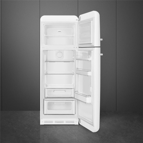 Холодильник SMEG/ Отдельностоящий двухдверный холодильник, стиль 50-х годов, 60 см, белый, петли справа