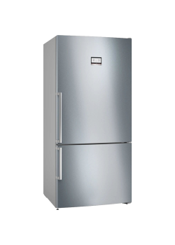 Full NoFrost, Serie   6, Габариты 186x86x81, Общий пол. объем: 619 (х:479, м:140), Нерж. сталь с легкой очисткой, Цифровой LCD дисплей, Внешние высокие металлические ручки, Multi Airflow, AirFresh Filter, Верхнее LED освещение, Два отделения для молочных 