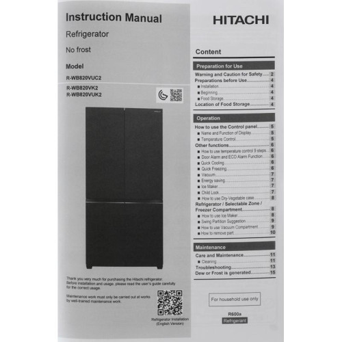 Холодильник Hitachi R-WB820VUC2 GBK 3-хкамерн. черный инвертер