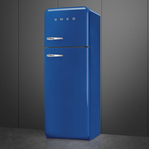 Холодильник SMEG/ Отдельностоящий двухдверный холодильник, стиль 50-х годов, 60 см, синий, петли справа
