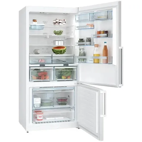 Холодильник BOSCH KGN86AW32U Full NoFrost, Serie   6, Габариты 186x86x81, Общий пол. объем: 619 (х:479, м:140),белый, Цифровой LCD дисплей, Внешние высокие металлические ручки, Multi Airflow, AirFresh Filter, Верхнее LED освещение, Два отделения для молоч