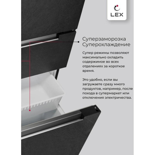 Холодильник Lex LFD424StGIDBI 4-хкамерн. серый инвертер