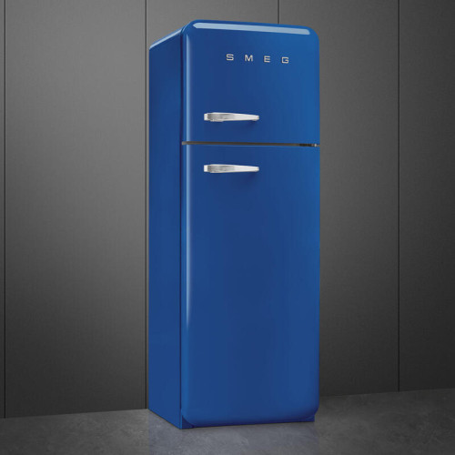 Холодильник SMEG/ Отдельностоящий двухдверный холодильник, стиль 50-х годов, 60 см, синий, петли справа