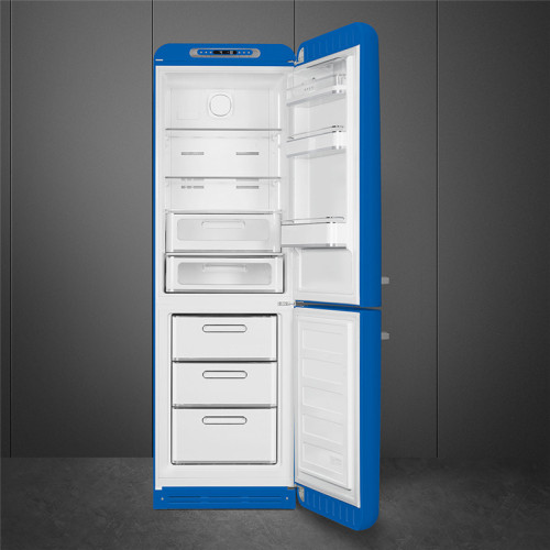 Холодильник SMEG/ Отдельностоящий двухдверный холодильник, стиль 50-х годов, 60 см, синий , No-frost, петли справа