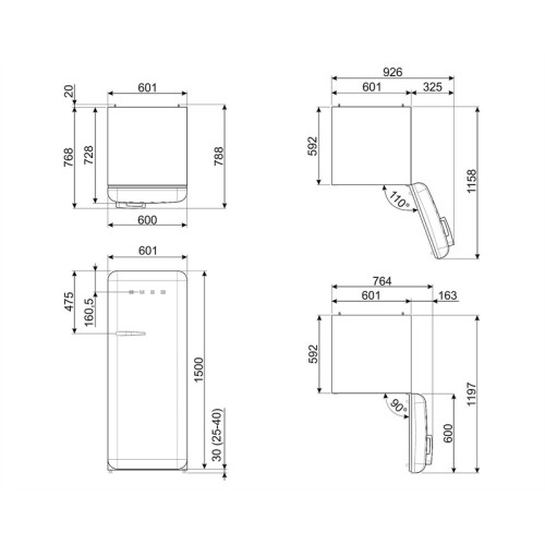 Холодильник SMEG/ Холодильник SMEG, отдельностоящий, стиль 50-х, однокамерный, внутренняя морозильная камера, объем 270 л, инверторный компрессор, энергоэффективность С, цвет пастельный зеленый