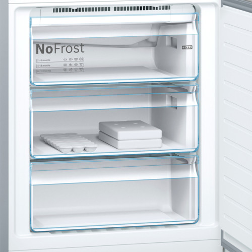 Холодильник BOSCH KGN49LB30U Serie 6, Full NoFrost,  Габариты 203x70x67, Общий пол. объем: 435 (х:330, м:105), Черный под стеклом, Цифровой LCD дисплей, Утопленные ручки во всю высоту, Multi Airflow
