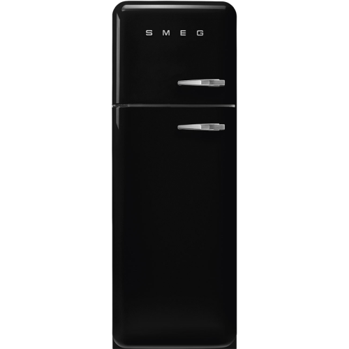 Холодильник SMEG/ Отдельностоящий двухдверный холодильник, стиль 50-х годов, 60 см, черный, петли слева