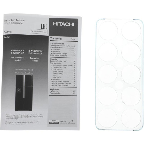 Холодильник Hitachi R-W660PUC7 GBK 2-хкамерн. черный стекло инвертер Холодильник Hitachi R-W660PUC7 GBK 2-хкамерн. черный стекло инвертер
