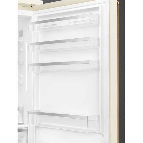 Холодильник SMEG/ Coloniale, Отдельностоящий холодильник, 70 см, петли справа, кремовый, фурнитура латунная