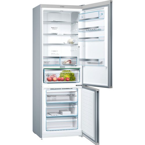 Холодильник BOSCH KGN49LB30U Serie 6, Full NoFrost,  Габариты 203x70x67, Общий пол. объем: 435 (х:330, м:105), Черный под стеклом, Цифровой LCD дисплей, Утопленные ручки во всю высоту, Multi Airflow