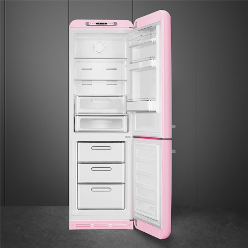 Холодильник SMEG/ Отдельностоящий двухдверный холодильник, стиль 50-х годов, 60 см, розовый, No-frost, петли справа