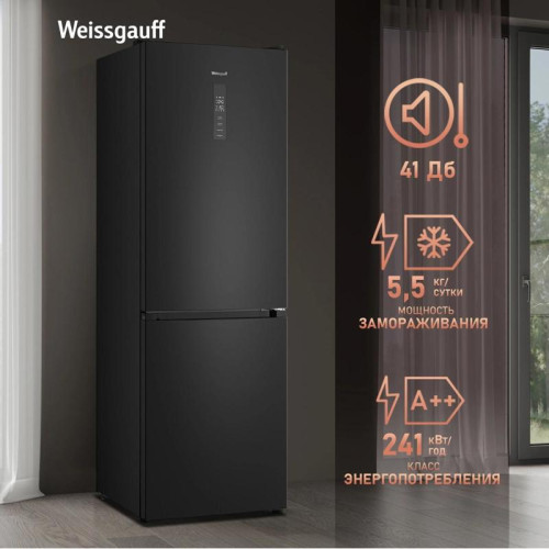 Холодильник Weissgauff WRK 185 Total NoFrost Inverter Black Inox 2-хкамерн. черная сталь