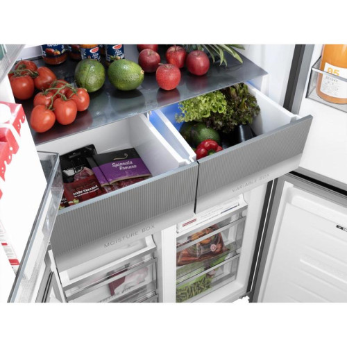 Холодильник Weissgauff WCD 450 Rock Glass NoFrost Inverter 3-хкамерн. графит темный