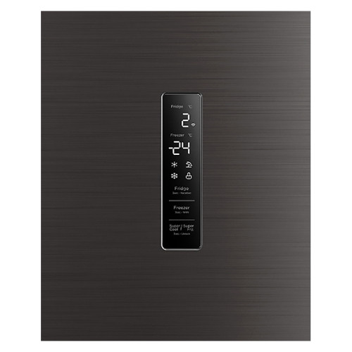 Холодильник MIDEA/ MDK/Холодильник MIDEA, отдельностоящий, полезный объем 386 л (263/123), Full No Frost, металлическая панель Metall Cooling, сенсорное управление, дисплей, 3D LED освещение, энергоэффективность А++, цвет черный